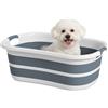 PawHut Vasca da Bagno Pieghevole per Cani e Gatti Portatile 27L Grigia | Vasca per Animali, Foro di Scarico, Salvaspazio, per Interno ed Esterno, Piscina per Cani