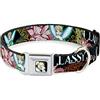 Disney Collare per cani con fibbia per cintura di sicurezza, con campanellino e collage floreale, elegante e sfacciato, da 40 a 58 cm, larghezza 4,8 cm
