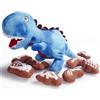 Nocciola - Giocattoli in peluche per cani a forma di dinosauro: divertente giocattolo squittoso e masticabile per cani di taglia piccola e media, puzzle cognitivo per l'arricchimento mentale e