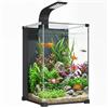 PawHut Acquario in Vetro Temperato 36L, Acquario Completo Piccolo Trasparente con Filtro Integrato, Luce LED e Pompa dell'Acqua per Pesci Tropicali, Pesci Rossi, Casa, Ufficio, 30x30x45.5 cm, Nero