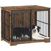 Hzuaneri 110cm Gabbia per Cani, Tavolo Supplemento, Nicchia Moderna per Cani, Gabbia per Cuccioli, Casetta per Animali, 2 porte, 65 × 110 × 81 cm, Marrone Rustico DFC84401B
