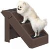 PawHut Scaletta per Cani e Gatti con 3 Scalini Antiscivolo, Scala per Cani Pieghevole con Capacità 10 kg, per Letti Alti e Divani, 53x30.5x36.5 cm, Marrone