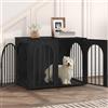 Hzuaneri 80 cm Gabbia per Cani, Tavolo Supplemento, Cuccia Moderna per Cani Interno, Gabbia per Cuccioli, Casetta per Animali, 3 porte, Porta ad arco, 56 x 80 x 61 cm, Nero DFC85104B