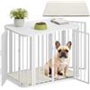 Hzuaneri Gabbia per Cani da Interno 80 cm, kennel Cane Medio con Cuscino, 3 Porte per Cani di Piccola Media, 55 x 80 x 61,5 cm,M, Bianco DFC87713W