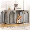 Hzuaneri 80 cm Gabbia per Cani, Tavolo Supplemento, Cuccia Moderna per Cani Interno, Gabbia per Cuccioli, Casetta per Animali, 3 Porte, Porta ad Arco, 56 x 80 x 61 cm, Avorio Chiaro DFC85105B