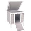 PawHut Gabbia per Conigli in Legno con Tetto Apribile in Asfalto, Conigliera con Rampa di Accesso Antiscivolo, 51x42x43 cm, Grigio