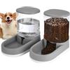 Zounin Distributore Automatico Cibo Gatti, Dispenser Acqua Cani, 2 unità, 3.8L, Automatico per Cibo, Abbeveratoio Ciotola, per Cani Piccoli E Grandi, Gatto (Grigio)