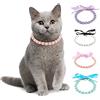 Ranphy Collana di perle per animali domestici per cani di piccola taglia e gatti regolabile con perle fantasia per animali domestici gioielli Bling strass collare con papillon chihuahua York