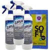 FEI FAN SET PULIZIA: 3x Quasar Detergente Spray ACCIAIO LUCIDANTE, Antimacchia, Protettivo, Senza Aloni 580ml + Omaggio Panno In Lattice, Super Assorbente e Resistente 30x30cm