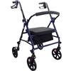 ek EKOHEALTHY-MEDICAL SHOP ONLINE EkoHealthy® Rollator Vivo+ Deambulatore Pieghevole in Acciaio con 4 Ruote, Seduta, Schienale, Freni a Leva e Borsa Portaoggetti - Portata 136 kg - Ausilio per Anziani e Disabili