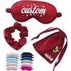 Youdian Maschera per occhi personalizzata per dormire, in seta, per compleanno, matrimonio, damigella d'onore, Natale, nome personalizzato e fiore di nascita