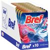 Bref WC Color Activ+ Fiori Selvatici - 4 elementi attivi - Formula anti-calcare - Antisporco - Extra Freschezza - Detergente WC - Acqua Blu + Stop Odori - 10 Blocchi WC - 10 x 50 g