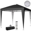 Outsunny Gazebo 3x3 m Pieghevole Pop Up ad Altezza Regolabile, UV50+ Gazebo da Giardino con Luce Centrale e USB, Telecomando, Borsa da Trasporto, per Esterno, Campeggio, Feste, Nero