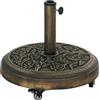 Outsunny Base per Ombrellone Rotonda da Esterno, 21 kg, Basamento in Resina con Ruote e Supporto per Ombrelloni da 32mm/38mm/48mm, per Giardino, Terrazza, Piscina, Bronzo