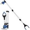 Vanwoke Pinza telescopica Pieghevole,Raccoglitore di immondizia,Strumento di Presa con Asta Telescopica in Alluminio per Anziani, Adulti e disabili,Testa di Presa Ampia Ruotabile a 360° (Blue)