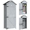 Outsunny Armadio da Giardino in Legno Abete, Casetta Attrezzi Giardino con Banco Lavoro Ribaltabile, Ripiani, Tetto Inclinato Asfalto, Capanno Porta Attrezzi per Esterno, 77x52.5x178 cm, Grigio