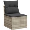 vidaXL Divano Senza Braccioli con Cuscini Grigio Chiaro in Polyrattan