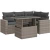 vidaXL Set Divano da Giardino 5 pz con Cuscini Grigio in Polyrattan