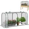GYMAX Mini Serra 118 x 55 x 60 cm, Serra con Porta Arrotolabile, Struttura in Metallo, Copertura PE Impermeabile e Protettiva dal Sole, Compatibile con Letto da Giardino Elevato (Bianco)