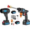 Mediawave Store Kit Idropulitrice e Soffiatore Cordless a Doppia Batteria 48V - Lancia Lavaggio a Batteria - Lavaggio Professionale con Filtro, Tubo, Serbatoio e Attacchi - Pulizia Auto Scooter Giardino (Blu)