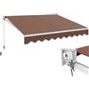 RELAX4LIFE Tenda da Sole a Bracci Estensibili Avvolgibile 245x200cm, Base Universale Parete/Soffitto, Manovella Manuale, Angolazione Regolabile, Telo Impermeabile, Alluminio, MARRONE