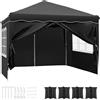 LIFERUN Gazebo Pieghevole 3x3 Impermeabile con 4 PCS Sacchi di Sabbia, UV 50+ 4 Pareti Laterali, Tenda da Campeggio, Giardino, Festival e Feste Nero