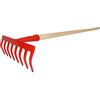 SHW-FIRE Rastrello da giardino a 8 denti in acciaio, stretto con manico in legno, 150 cm