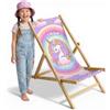 Ferocity Bambini Sedia a Sdraio Pieghevole in Legno Lettino da Giardino Poltrona Relax con Rivestimento Intercambiabile Motivo Unicorn [119]