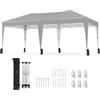 COSTWAY 3x5,9 m Gazebo da Giardino Pieghevole, Regolabile in Altezza, Gazebo Esterno Impermeabile Antivento con Borsa a Rotelle, Montaggio Veloce, Tendone per Feste, Mercati e Matrimoni (Grigio)
