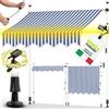 tillvex Tenda da Sole a Bracci con Manovella | Protezione Balcone, Regolabile, Senza Forare, a Manovella | Tenda resistente per Esterno (400cm, Blu/Bianco con LED)