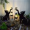 Starnearby Statua da Giardino Esterno Gatto in Metallo 2D con Luce Solare, Sagoma di Gatto da Giardino, Scultura Decorativa da Giardino, Decorazione per Cortile Prato (2 Gatti)