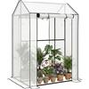 Outsunny Serra da Giardino con Copertura in PE, Serra a Casetta a 2 Zone con Porte Avvolgibili e Prese d'Aria per Orto e Balcone, 100x80x150cm