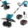 Xoeminor Motozappa a Batteria, 21V Motozappa Elettrica con 2 x 4.0Ah Batteria, Motore Brushless da 550 W, Larghezza 20 cm, Profondità 15cm, 4 Lame in Acciaio, Doppio Pulsante, Per Coltivazione, Diserbo