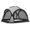 pro.tec Tenda per Eventi (LxPxA) 345 x 345 x 247 cm Gazebo con Illuminazione a LED Struttura Idrorepellente con Zanzariere e 2 Pareti Chiudibili - Grigio