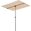 pro.tec Ombrellone Parasole Girevole con Palo Centrale Regolabile in Altezza 120-200 cm Telo Idrorepellente 180 x 130 cm - Color Sabbia