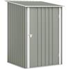 Outsunny Casetta da Giardino 0.92m² in Acciaio Zincato, Capanno Porta Attrezzi con Porta Battente Bloccabile, Tetto Inclinato, 100x104x160 cm, Grigio Chiaro