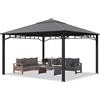 TOOLPORT Gazebo da giardino 4x4 m tetto hardtop in acciaio senza teli laterali, profilo ca. 90x90 mm