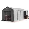 TOOLPORT Tendone deposito 4x10 m Tendone Industriale Tendostruttura con Altezza Laterale 3m Grigio telone in PVC 850 N Impermeabile utilizzo continuativo con Apertura con Cerniera