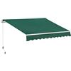 Outsunny Tenda da Sole 3x2 m con Braccio Avvolgibile, Tenda Parasole da Esterno a Manovella in Alluminio e Tessuto Poliestere, Protezione UV, per Giardino, Balcone, Porte, Finestre e Terrazza, Verde