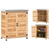 Outsunny Armadio da Esterno con Ripiano Interno e Banco da Lavoro Superiore in Acciaio Zincato, Armadio da Giardino in Legno di Abete, per Cortile e Balcone, 79x43x92 cm, Color Legno