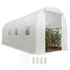 Outsunny Serra da Giardino a Tunnel 5x2x2 m con Porte Avvolgibili e Finestre, Serra per Orto con 5 Rinforzi Diagonali, Struttura in Metallo e Copertura PE, per Orto Verdure Fiori, Bianco