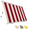 Paluplus Tenda da Sole a Caduta Cassonata, Misura 300x250 cm, con Cassone di protezione e Braccetti Fermatenda, Telo Resistente 280 g/m², per Balcone e Terrazzo -5400F -9,3 (Bordeaux e Crema)