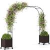 RELAX4LIFE 2M Traliccio ad Arco, Pergola ad Arco in Metallo con Casse di Fiori su Ruote, Tubi in Metallo Rivestiti in PE, Sistema di Auto-irrigazione per Piante Rampicanti, per Cortile, Matrimonio