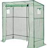 [en.casa] Serra da Giardino con Porta e Finestre Avvolgibili Serra da Balcone per Coltivazione Ortaggi Piante Fiori Telaio in Acciaio (LuxLaxA):198x78x180-200 cm - Verde