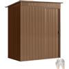 Outsunny Casetta da Giardino 1.37m² in Metallo, Montaggio Facile, Capanno Porta Attrezzi da Giardino con Prese d'Aria, Porta Scorrevole, Tetto Inclinato e Guanti, 159x106x181 cm, Marrone