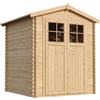 TIMBELA Casetta da Giardino in Legno per Esterni CON PAVIMENTO TRATTATO - L196xL186xA218 cm/ 2,82 m2 - Piccola Casetta in Legno, Rimessa Attrezzi, Deposito Bici - TIMBELA M320F+M320G