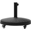 Outsunny Base per Ombrellone da Giardino Rotonda a 4 Ruote con Freni, Base Ombrellone in Metallo e Resina, per Pali di Ombrelloni da Ø38/48 mm, Ø52x41 cm, Nero
