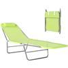 Outsunny Lettino Prendisole Pieghevole con Schienale Reclinabile e Cuscino, Sdraio da Giardino, Spiaggia e Campeggio, Verde