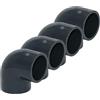 HAF® 4 raccordi in PVC ad angolo di 90° con 2 manicotti adesivi da 50 mm, connettore angolare in PVC grigio per raccordi tubi, tubi per piscine e molto altro ancora... Qualità: Made in Europe
