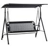 Outsunny Dondolo da Giardino Terrazza 2 Posti con Tettuccio Parasole Regolabile, Metallo e Texteline 172x110x155cm Nero